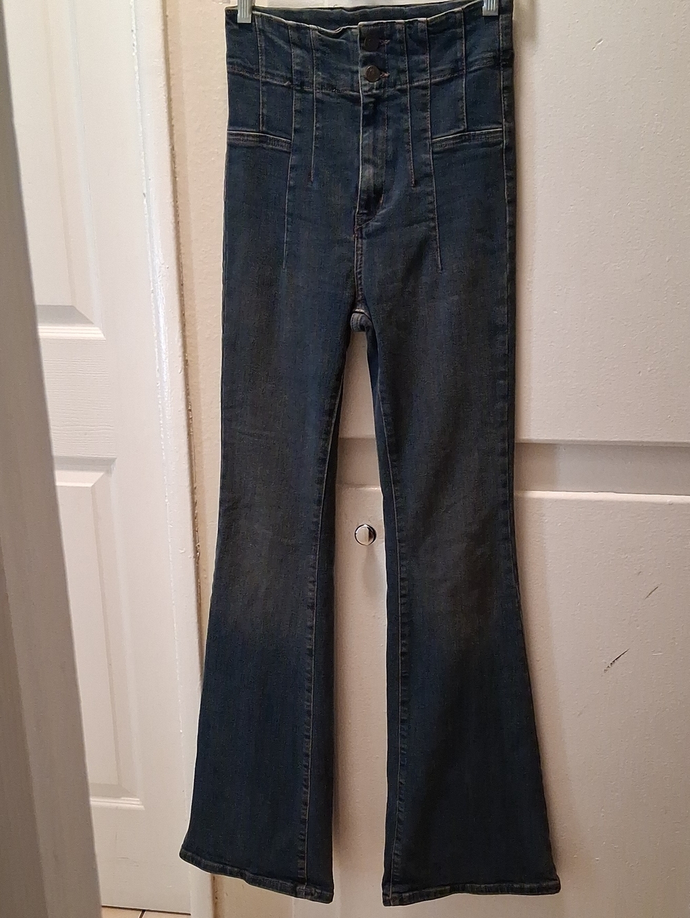 We The Free Dark Blue High-Rise Flare Jeans